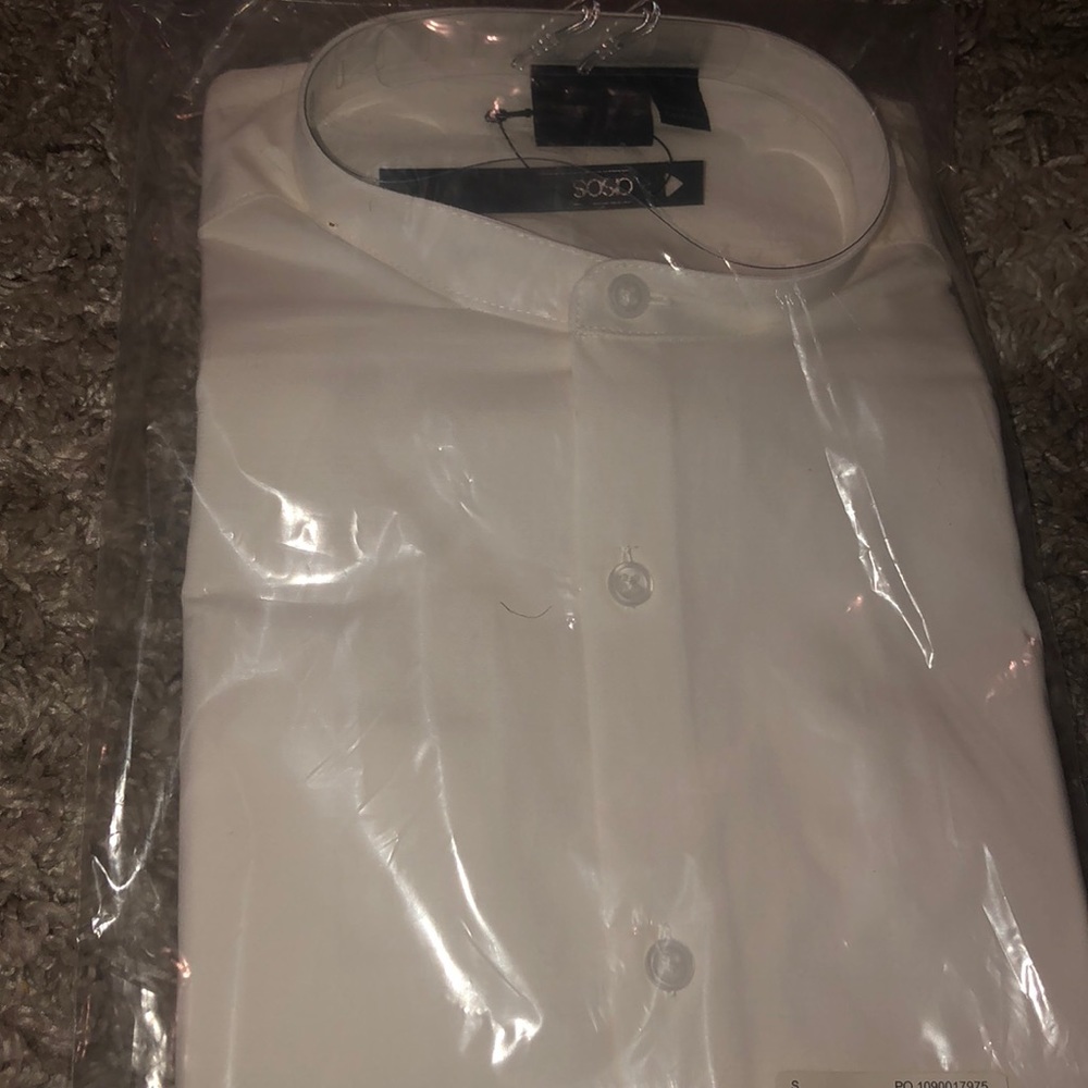 ASOS skinny shirt in white with grandad collar